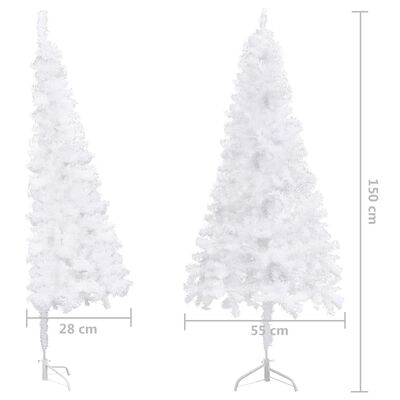 vidaXL Kunstkerstboom met LED's en kerstballen hoek 150 cm PVC wit