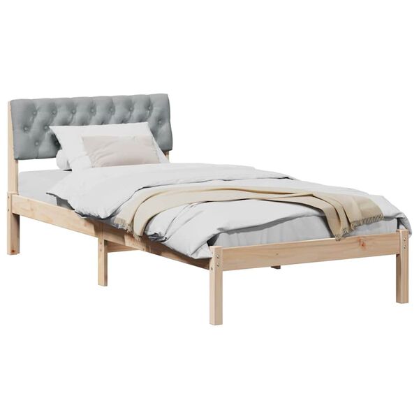 vidaXL Bedframe Bruin en lichtgrijs 90 x 190 cm Massief grenenhout