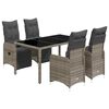 vidaXL 5-delige Bistroset met kussens poly rattan grijs