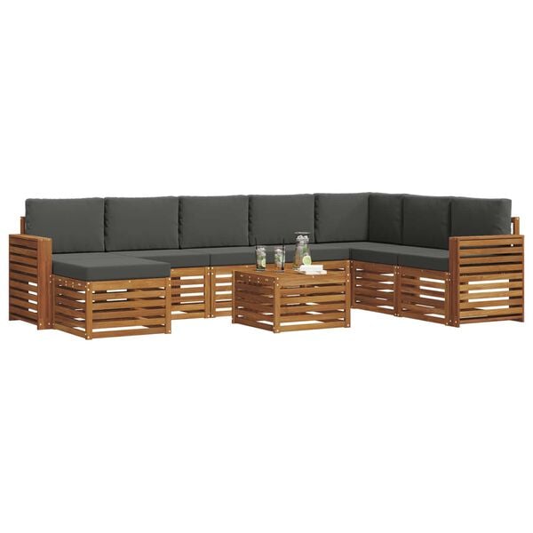 vidaXL Sofa-Sets 9 pcs Natuurlijk en Antraciet Massief Acaciahout