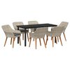 vidaXL Tuin eettafelset 7 st Lichtgrijs poly rattan
