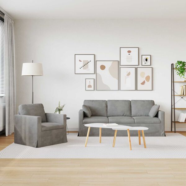 vidaXL Bank 2 pcs Lichtgrijs 198 x 78 x 80 cm Fluweel