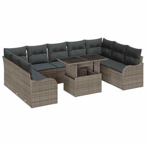 vidaXL Tuin Sofa Set met kussen 10 pcs Grijs Poly riet