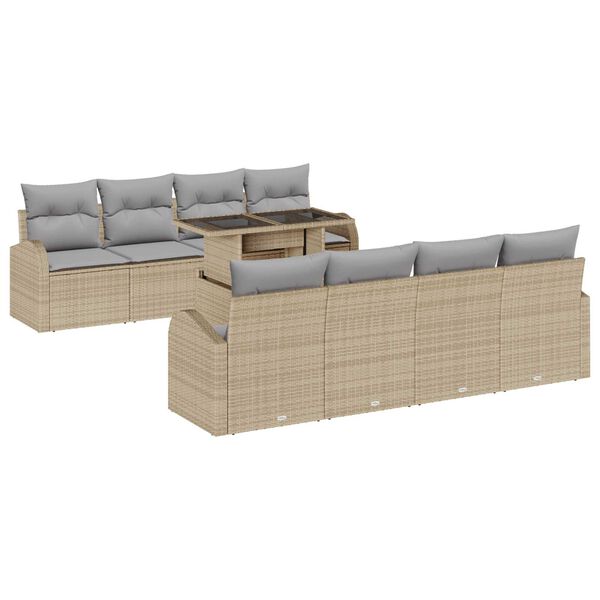 vidaXL Tuin Sofa Set met kussen 7 pcs Beige Poly riet