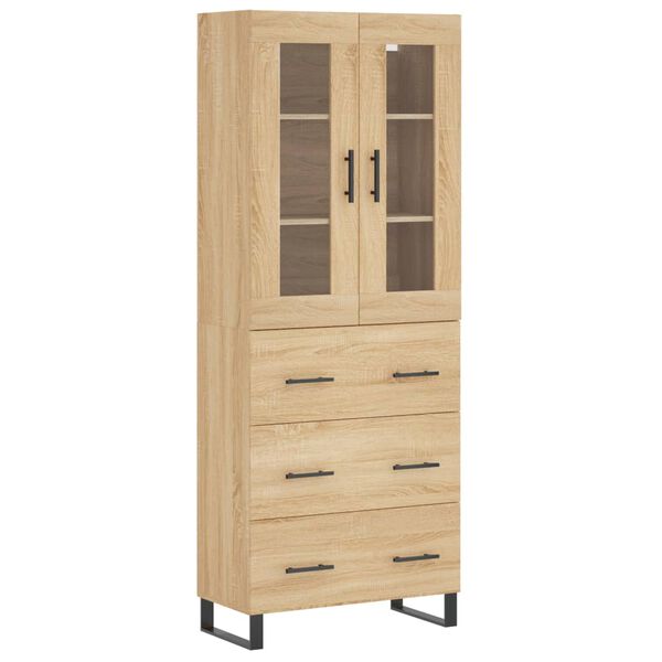 vidaXL Hoge kast 69,5x34x180 cm bewerkt hout sonoma eikenkleurig