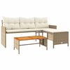 vidaXL Tuinbank met tafel en kussens L-vormig poly rattan beige