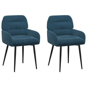 vidaXL Eettafelstoelen 2 st fluweel Blauw 59 x 59,5 x 90 cm