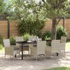 vidaXL Tuin eettafelset met kussen 7 pcs Lichtgrijs poly rattan