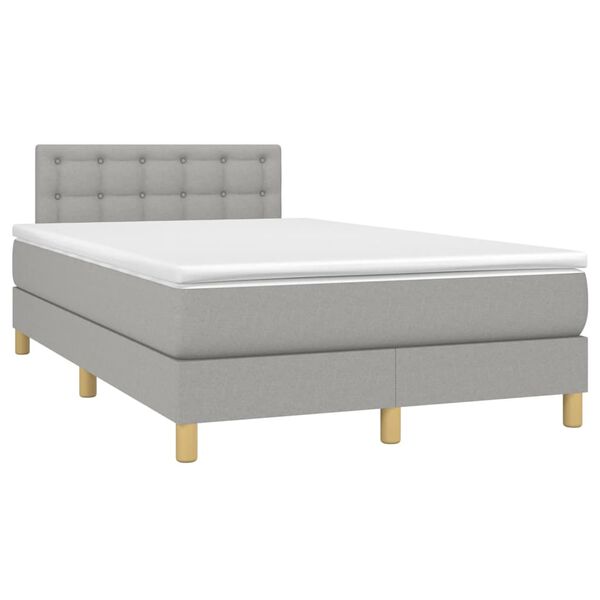 vidaXL Boxspring met matras en LED stof lichtgrijs 120x190 cm