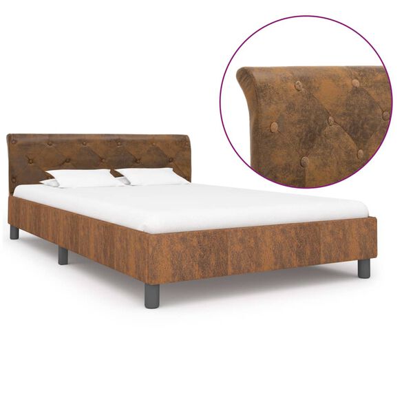 vidaXL Bedframe kunstsu&egrave;de bruin 120x200 cm