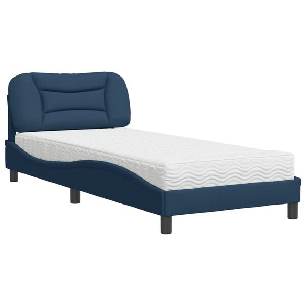 vidaXL Bed met matras "Hvar" stof blauw 80x200 cm
