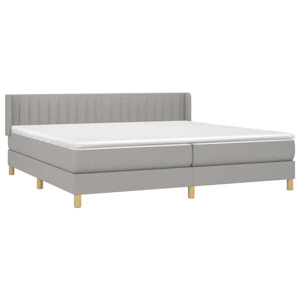 vidaXL Boxspring met matras stof lichtgrijs 200x200 cm