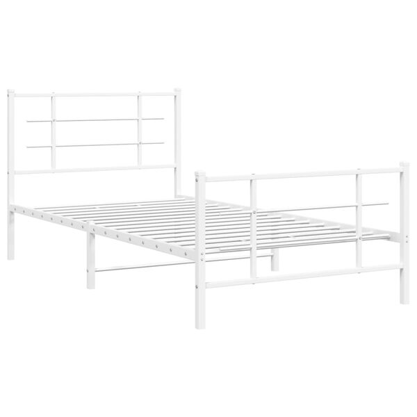 vidaXL Bedframe met hoofd- en voeteneinde metaal wit 107x203 cm