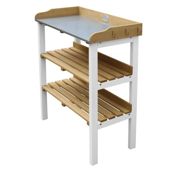 AXI Oppottafel met 2 opbergschappen bruin en wit