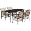vidaXL 5-delige Tuinset met kussens poly rattan bruin