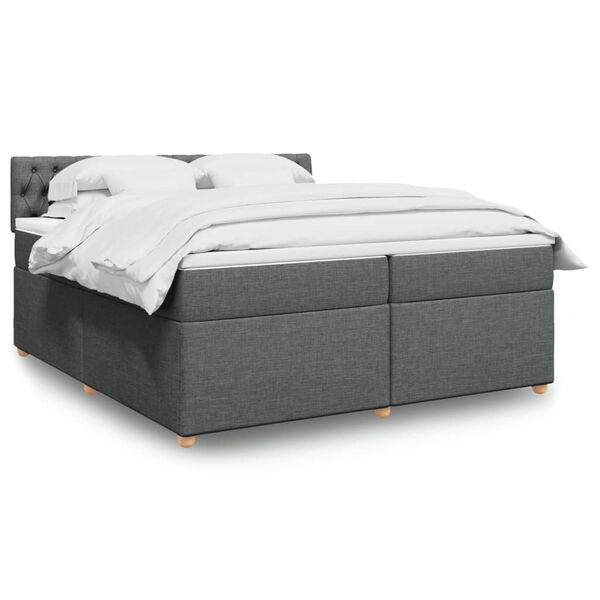 vidaXL Boxspring met matras stof donkergrijs 200x200 cm
