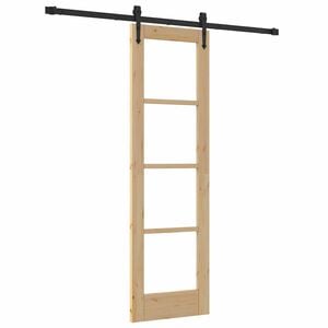 vidaXL Schuifdeur Naturel 61 x 198,5 cm Massief grenenhout en glas