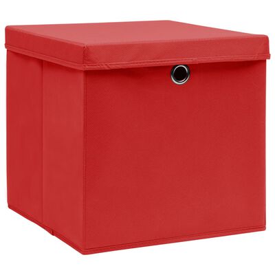 vidaXL Opbergboxen met deksel 4 st 28x28x28 cm rood