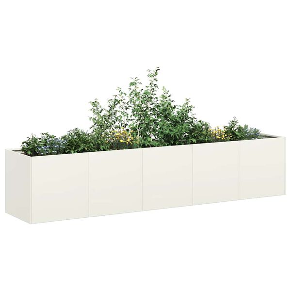 vidaXL Plantenbak 200x40x40 cm koudgewalst staal wit