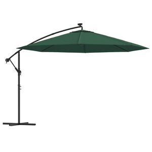 vidaXL Zweefparasol met LED-verlichting en metalen paal 350 cm groen
