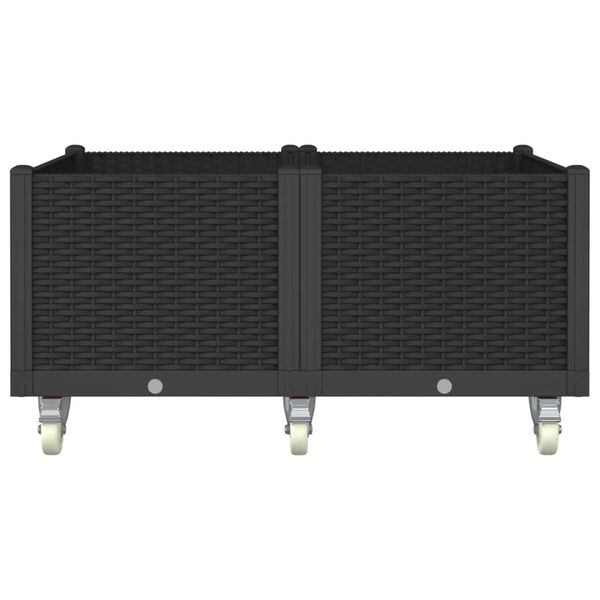 vidaXL Plantenbak met wielen 100x80x54 cm polypropeen zwart