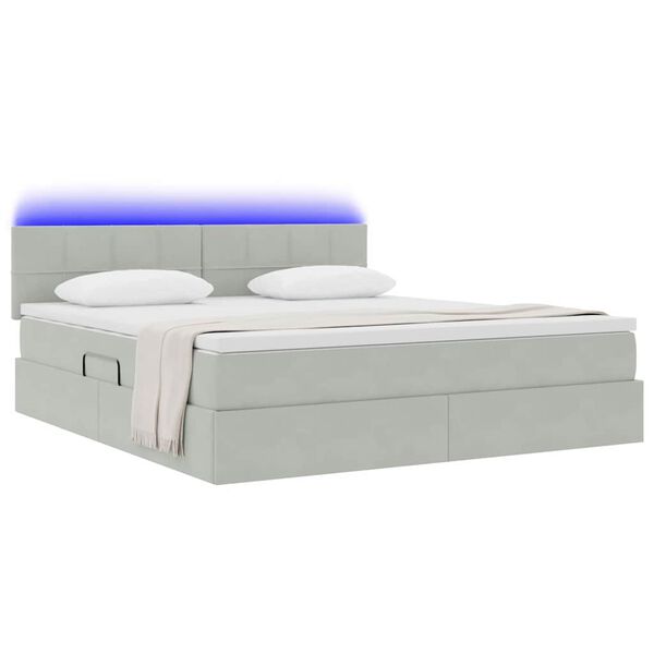 vidaXL Opbergbed met LED met matras Lichtgrijs 160 x 200 cm Fluweel
