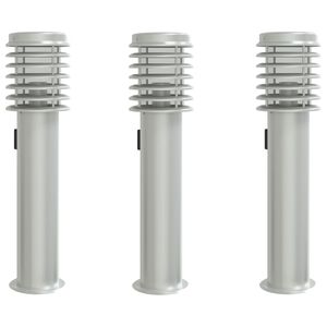 vidaXL Buitenvloerlampen 3 st stopcontact 60 cm roestvrijstaal zilver