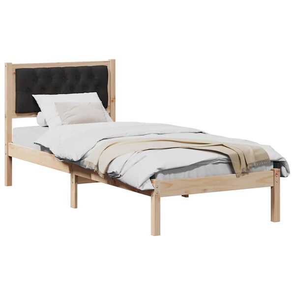 vidaXL Bedframe met hoofdeinde Zwart 90 x 190 cm Massief grenenhout
