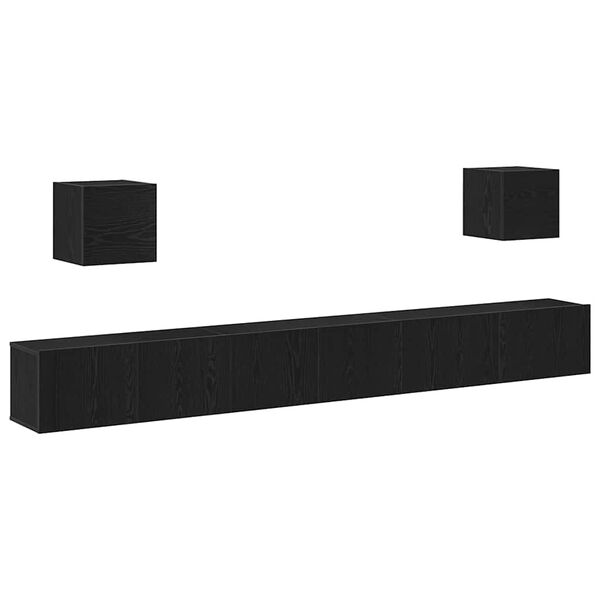 vidaXL Tv-meubelset 7 pcs Zwart Eiken 100 x 30 x 30 cm Bewerkt hout