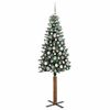 vidaXL Slanke Kerstboom Groen en Wit 180 cm PVC en massief dennenhout
