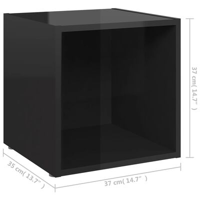 vidaXL Tv-meubel 37x35x37 cm spaanplaat hoogglans zwart