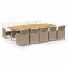 vidaXL 11-delige Tuinset met kussens poly rattan beige