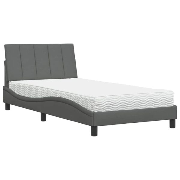 vidaXL Bed met matras "Hanko" stof donkergrijs 100x200 cm