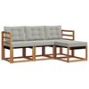 vidaXL Buiten bankenset met kussen 4 pcs Natuurlijk en Lichtgrijs
