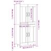 vidaXL Hoge kast 69,5x34x180 cm bewerkt hout sonoma eikenkleurig