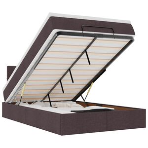 vidaXL Ottoman bed met matras en LED's 120x190 cm stof donkerbruin