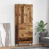 vidaXL Hoge kast met lade 2 pcs Oudhout Bewerkt hout