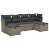 vidaXL 6-delige Loungeset met kussens poly rattan lichtgrijs