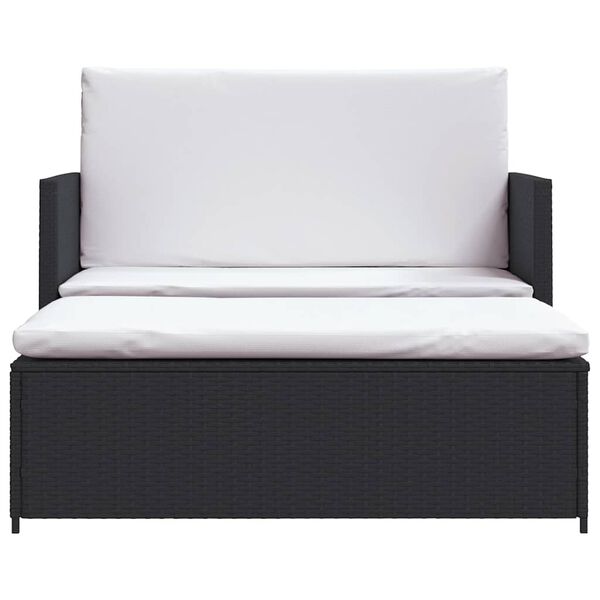 vidaXL 2-delige Loungeset met kussens poly rattan zwart