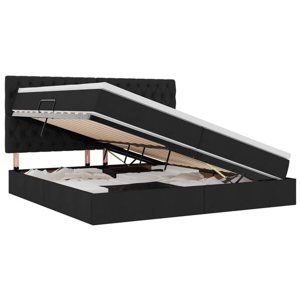 vidaXL Opslag bed met matras met matras Zwart 200 x 200 cm Polyester