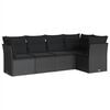 vidaXL 5-delige Loungeset met kussens poly rattan zwart