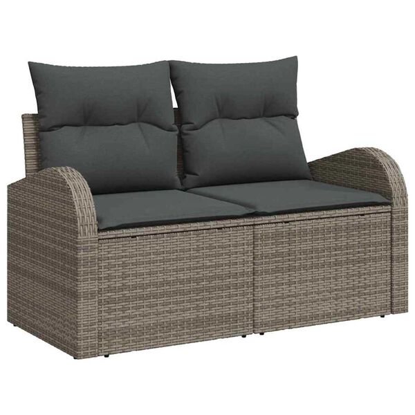 vidaXL Tuin Sofa Set Grijs poly rattan