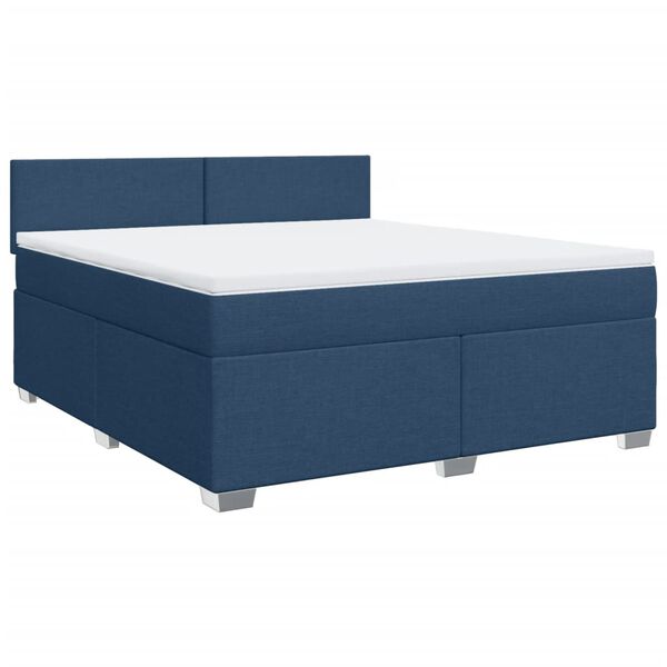 vidaXL Boxspring met matras stof blauw 180x200 cm