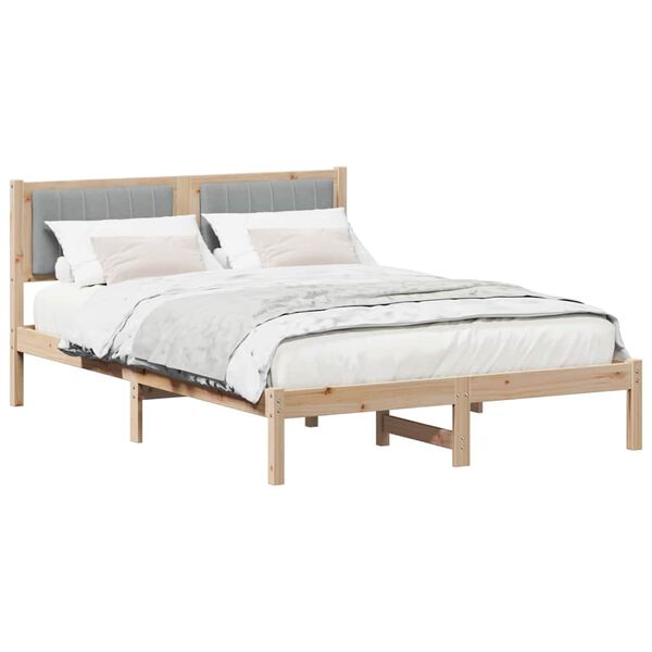 vidaXL Bedframe met Gevoerd Hoofdgedeelte Lichtgrijs 140 x 190 cm
