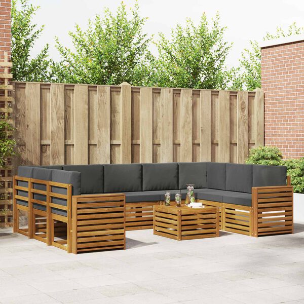 vidaXL Sofa-Sets 10 pcs Natuurlijk en Antraciet Massief Acaciahout
