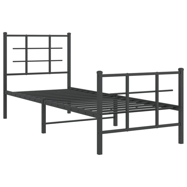 vidaXL Bedframe met hoofd- en voeteneinde metaal zwart 75x190 cm