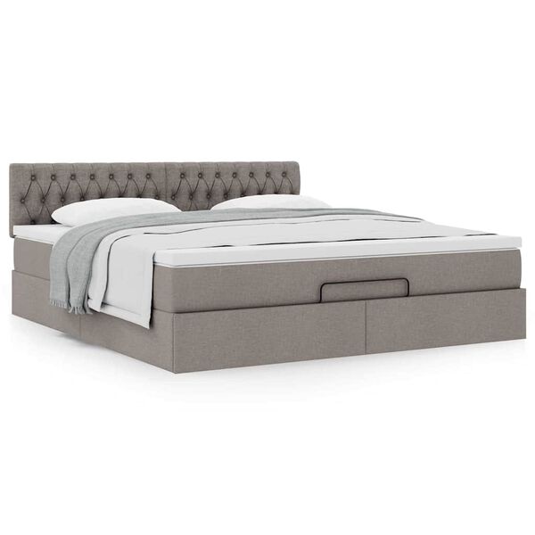 vidaXL Ottoman bed met matras 160x200cm stof taupe