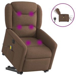 vidaXL Sta-op-massagestoel elektrisch verstelbaar stof bruin