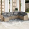 vidaXL 8-delige Loungeset met kussens poly rattan beige