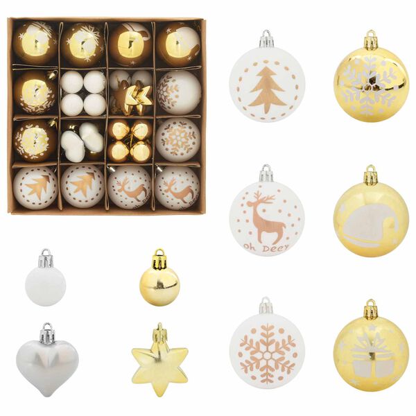 vidaXL Kerstbal Set 40 pcs Wit en Goud Kunststof